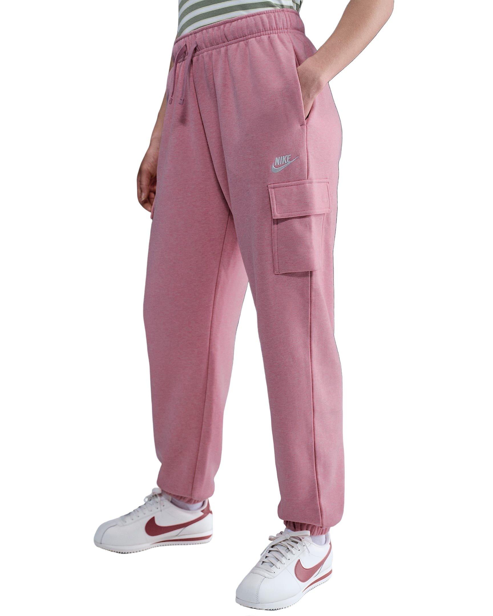 Nike Women's Sportswear Club Fleece Mid-Rise Oversized Cargo Sweatpants -Pink